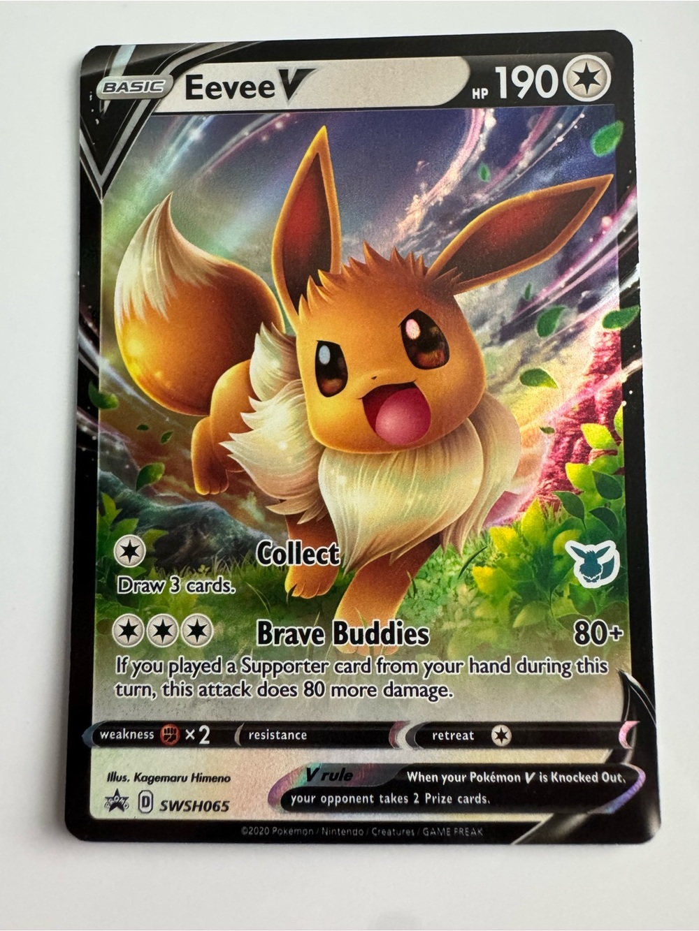 Authentic Pokémon TCG Card — Eevee V Battle Academy Stamped (SWSH065)